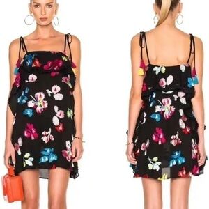 Tanya Taylor Gabriella Silk Georgette Black Floral Mini Dress
